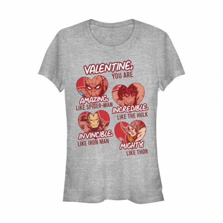 Avengers Valentine Women's Grey T-Shirt